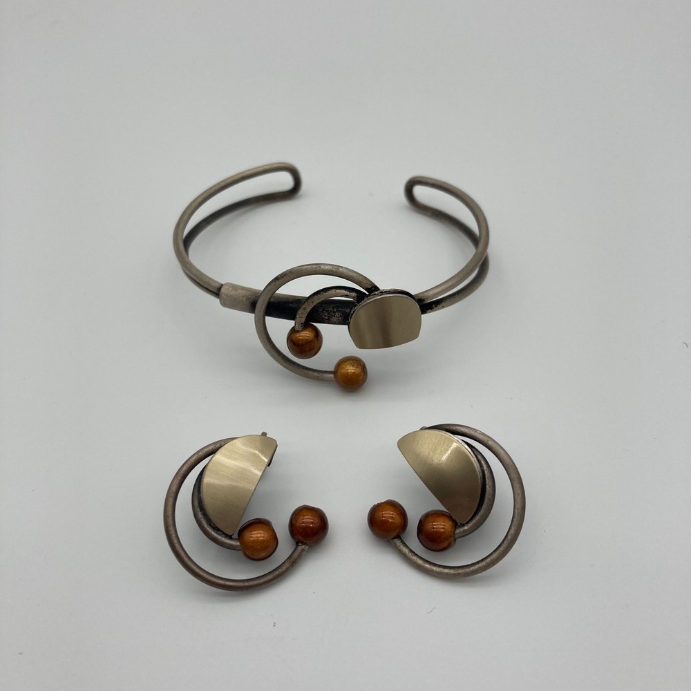 Christophe Poly Montreal Modernist Cuff Bracelet & Earring Set Architectual